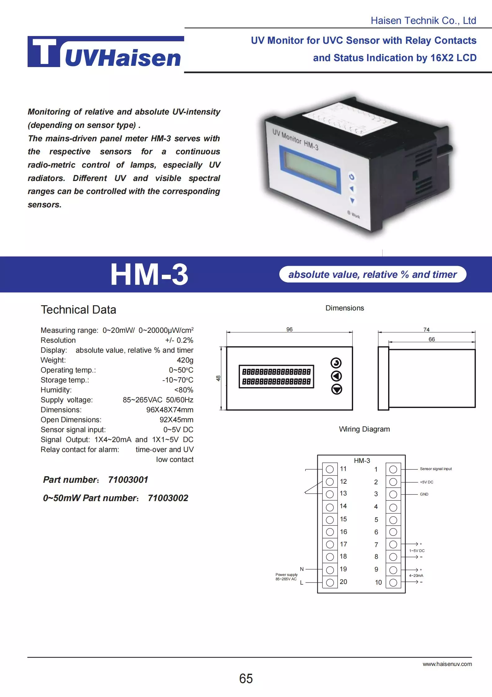 Haisen UV Monitor HM-3